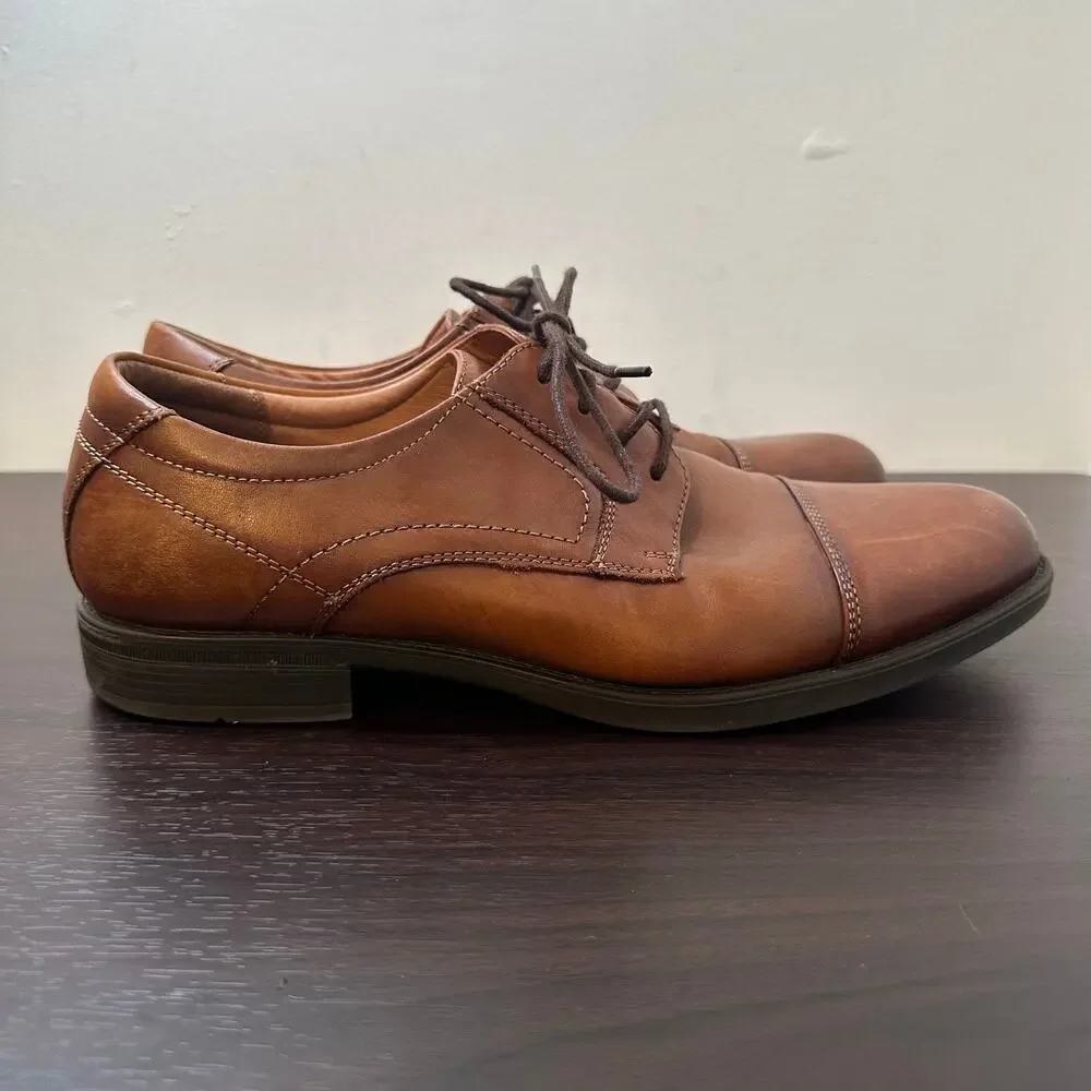 Florsheim Brown Leather Midtown Cap Toe Lace-Up Oxford Dress Shoes Size 10 Men's